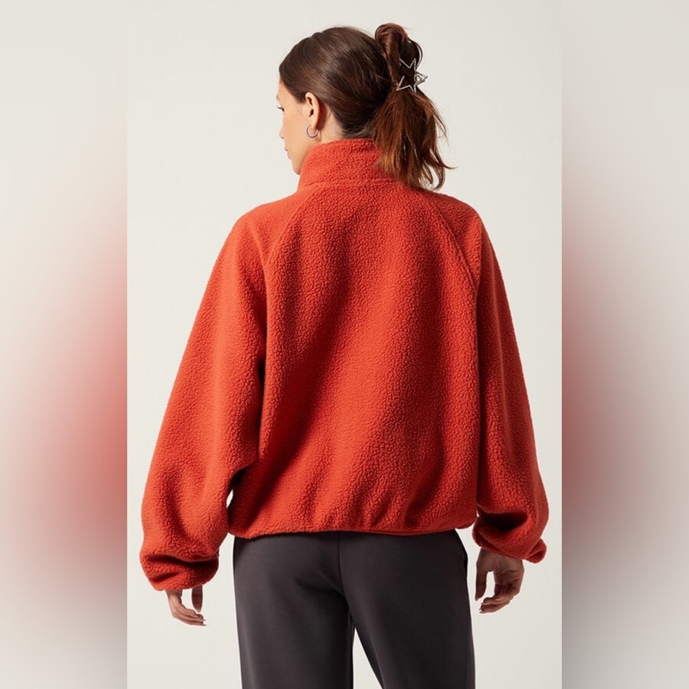 VL Vita Life|Women's burnt orange sherpa Jacket,quarter zip in plus size 3X•NWT